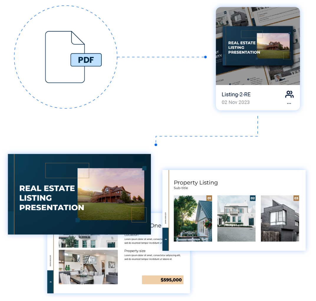 Xara real estate document template featuring a modern listing presentation