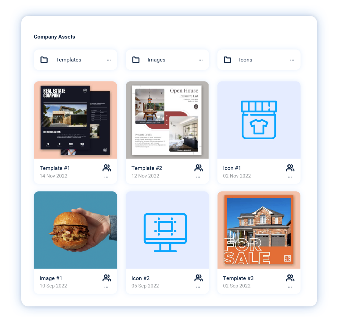 Xara Cloud UI displaying company assets